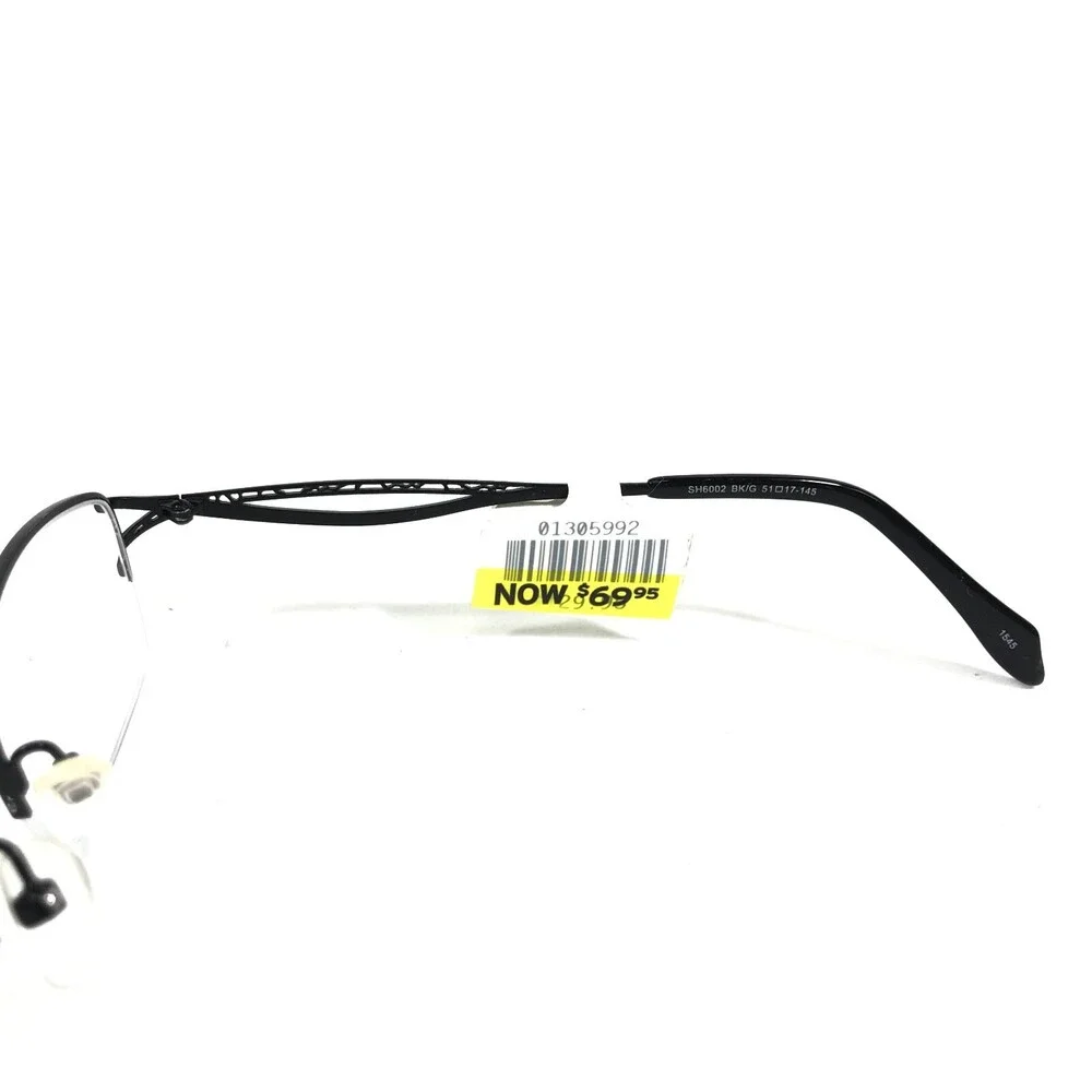 South Hampton SH6002 BK/G Eyeglasses Frames Black Gold Rectangular 51-17-145